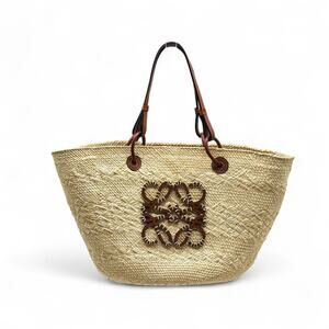 LOEWE Anagram Woven Raffia Basket Tote Bag
